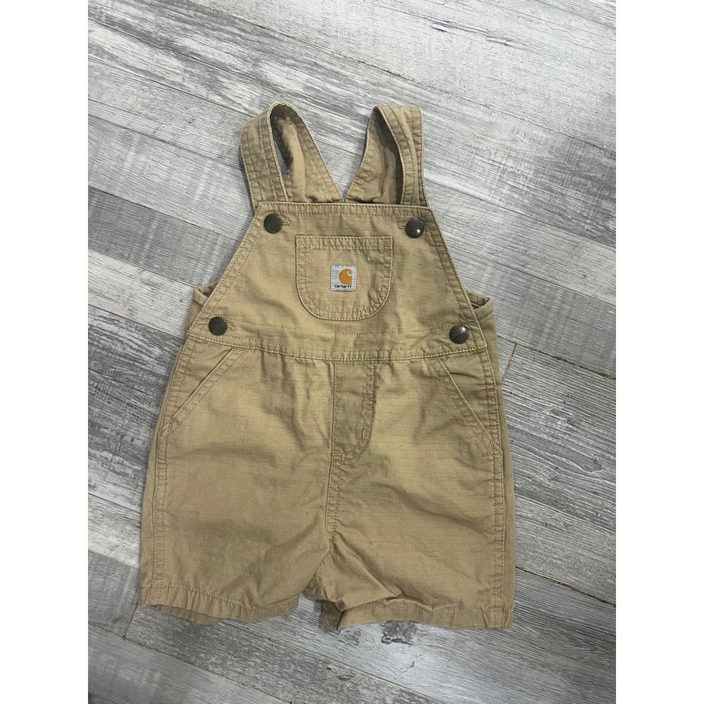 Carhartt Baby Boys Tan Ripstop Cotton Shortalls Overalls 12M